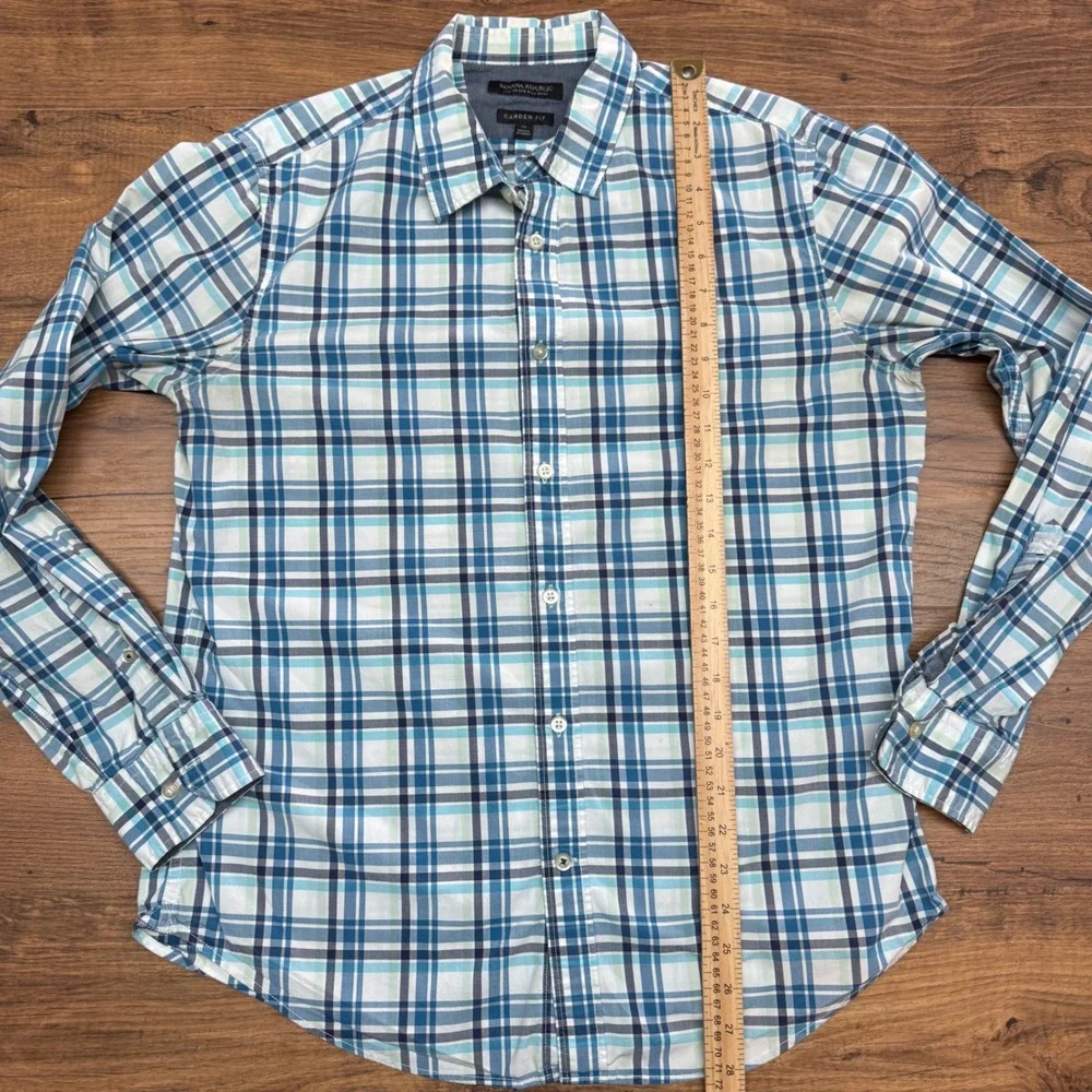 Banana Republic Men Medium Camden Fit Plaid Button Down Shirt Preppy‎ Academia